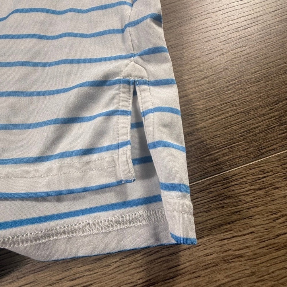 Southern Tide Club Mens Large Blue White Striped Performance Polo Shirt Golf - Picture 14 of 16
